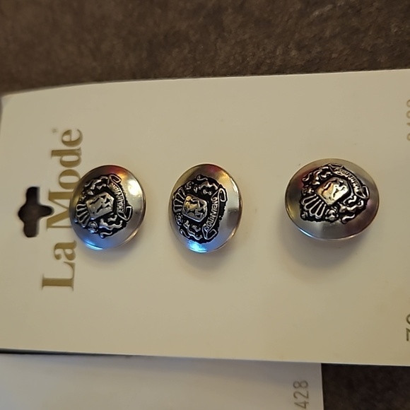 VTG Silver Coat of Arms Crest Uniform Metal Buttons 5/8" - Picture 4 of 8